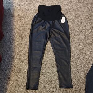 Black High-Waisted Faux Leather Leggings